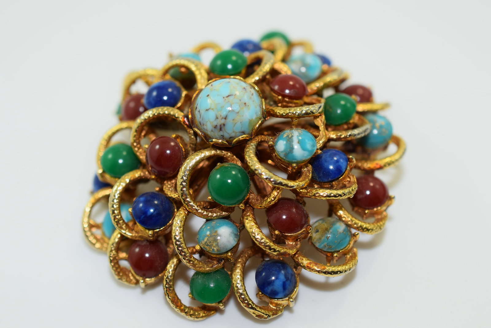 Huge Cluster Brooch Pin Pendant Vintage 1940's 2 1/4" Lot IL 907: Huge Cluster Brooch Pin Pendant Vintage 1940's 2 1/4" one piece missing at pendant top
