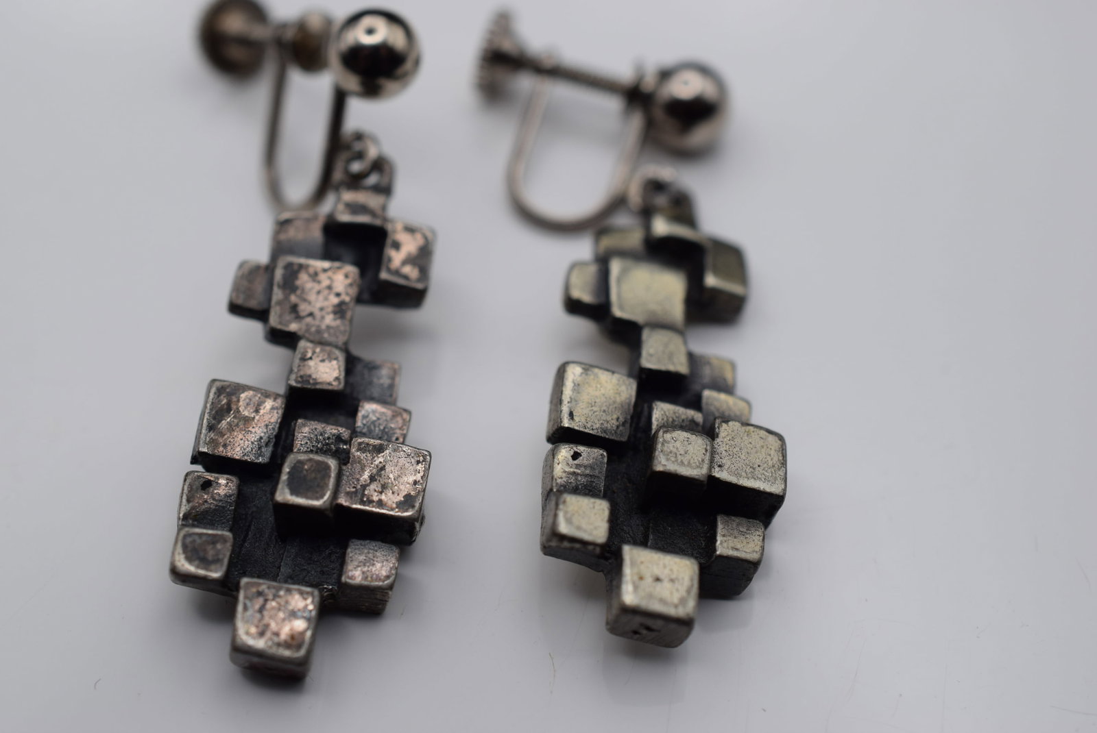 Brutalist Modernist 1960's Screwback Earrings Lot Fi 955 (1 of 2)