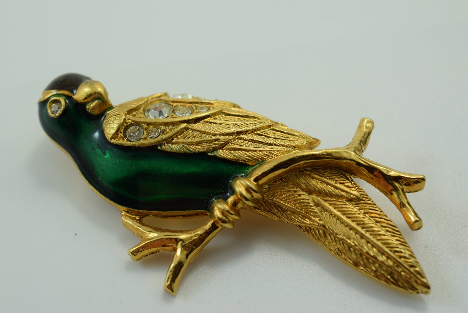 Boucher for Avon Bird Brooch Pin Vintage Signed Rhinestone and Enamel 2 5/8" Lot IL 968 (1 of 3)