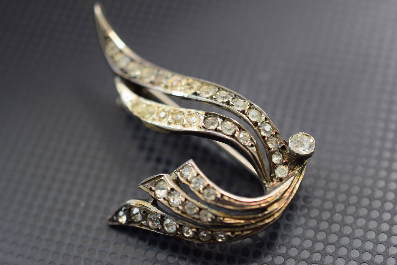 Sterling Rhinestone 1930's Brooch Vintage Pin Nice ! 1 5/8" Lot IL 970 (1 of 2)