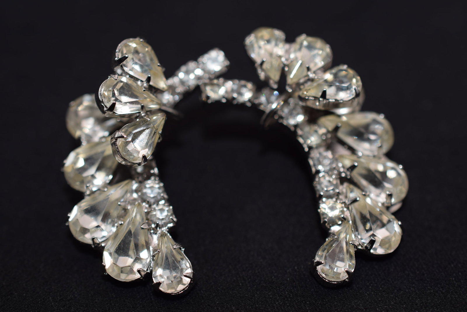 Rhinestone Clip Earrings Vintage 1940's Lot Fi 1049 (1 of 3)