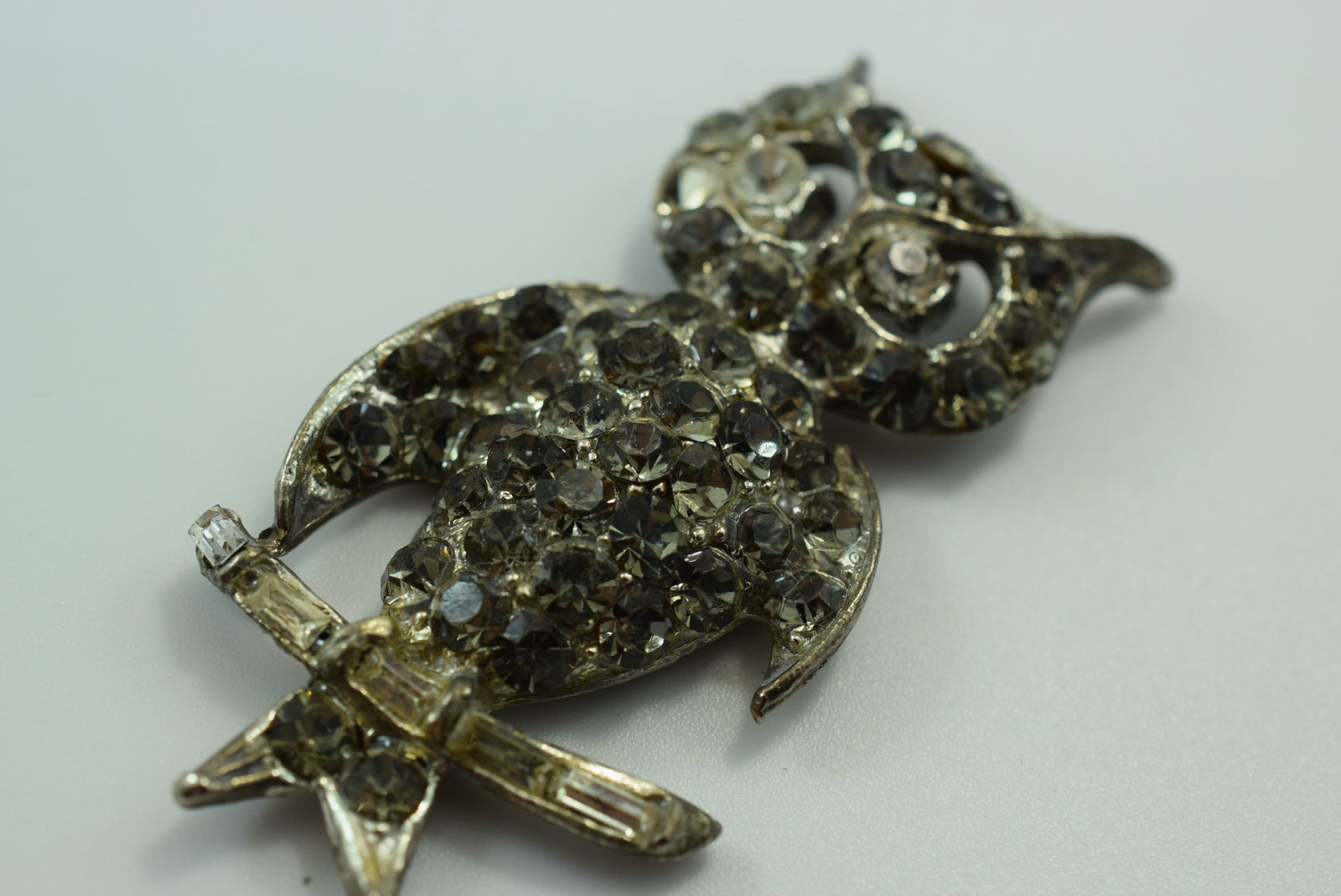 Rhinestone Vintage 1940's Owl 2 1/2" pin back missing Lot IL 1171 (1 of 3)