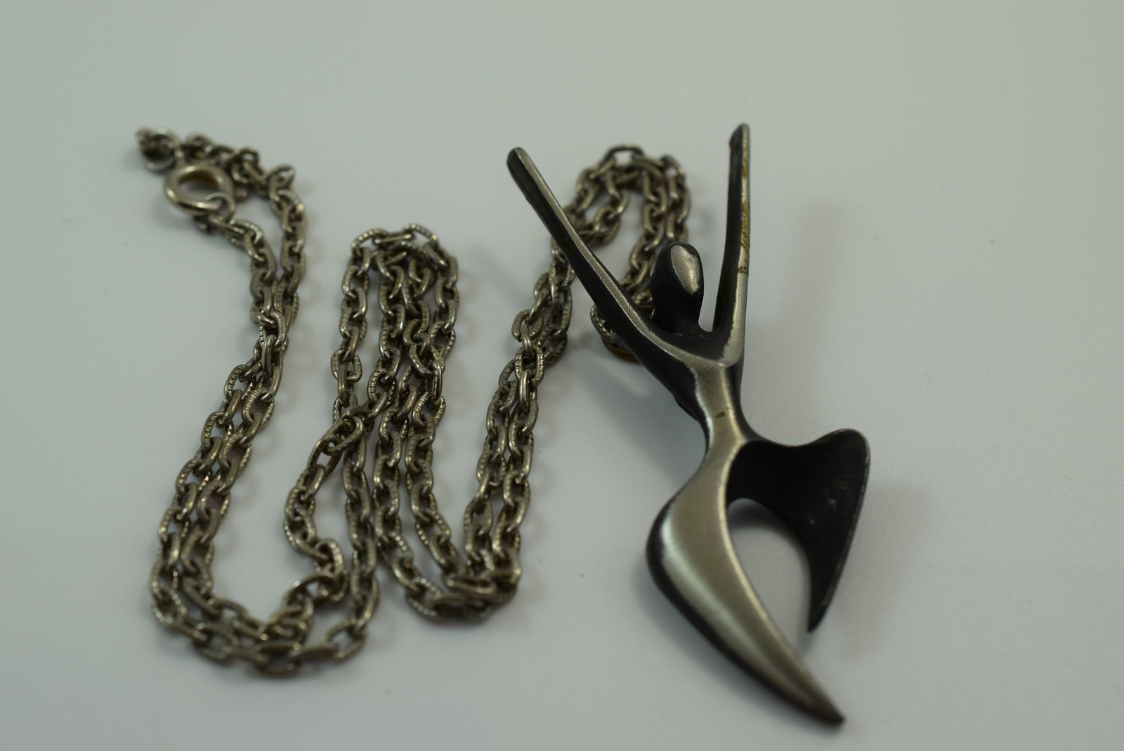 Modernist Handcrafter 24" Necklace Pendant 2 3/4" signed Handcrafter Lot IL 1182 (1 of 3)