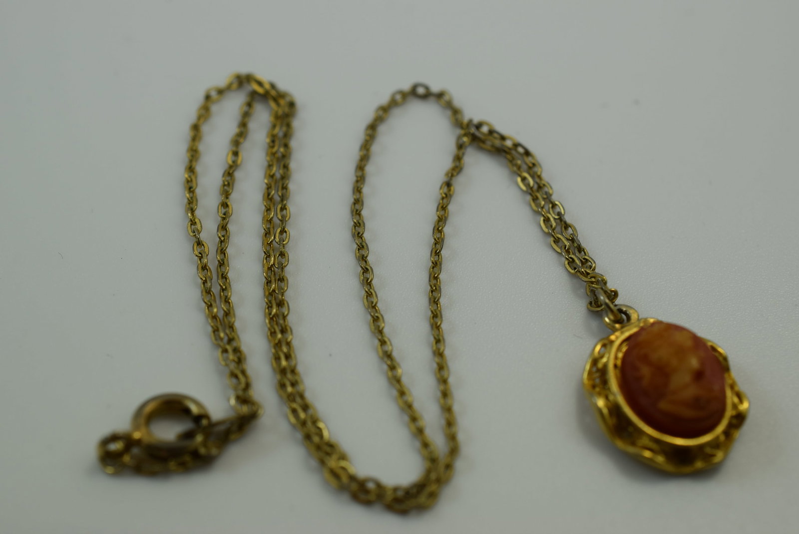 Cameo Resin Necklace Vintage 1970's on 15" Chain Lot IL 1190 (1 of 3)