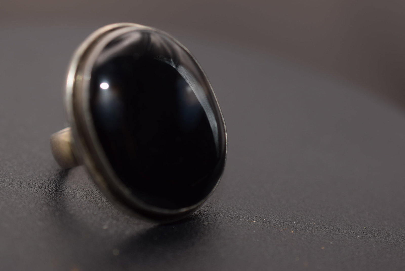 HUGE Finger Ring Massive Stone Dark Agate Sterling 925 Size 8 Lot 1191 (1 of 4)