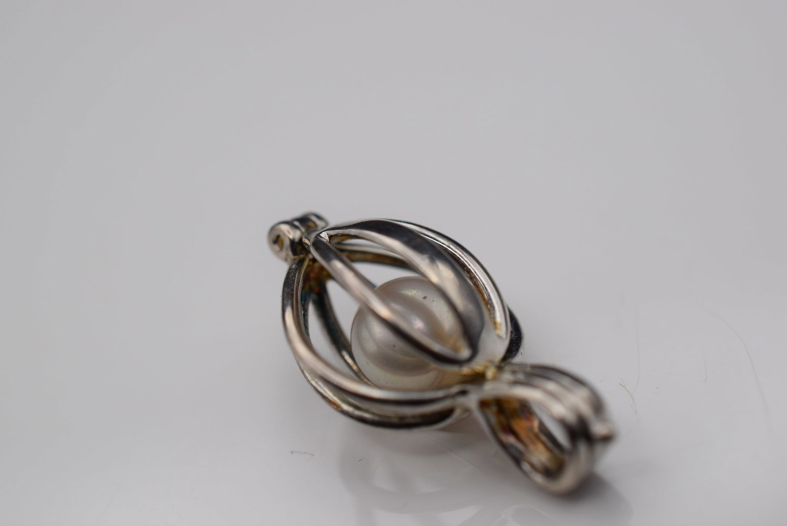 Caged Pearl Sterling Silver 925 Charm Pendant Lot Fi 1242: Caged Pearl Sterling Silver 925 Charm Pendant