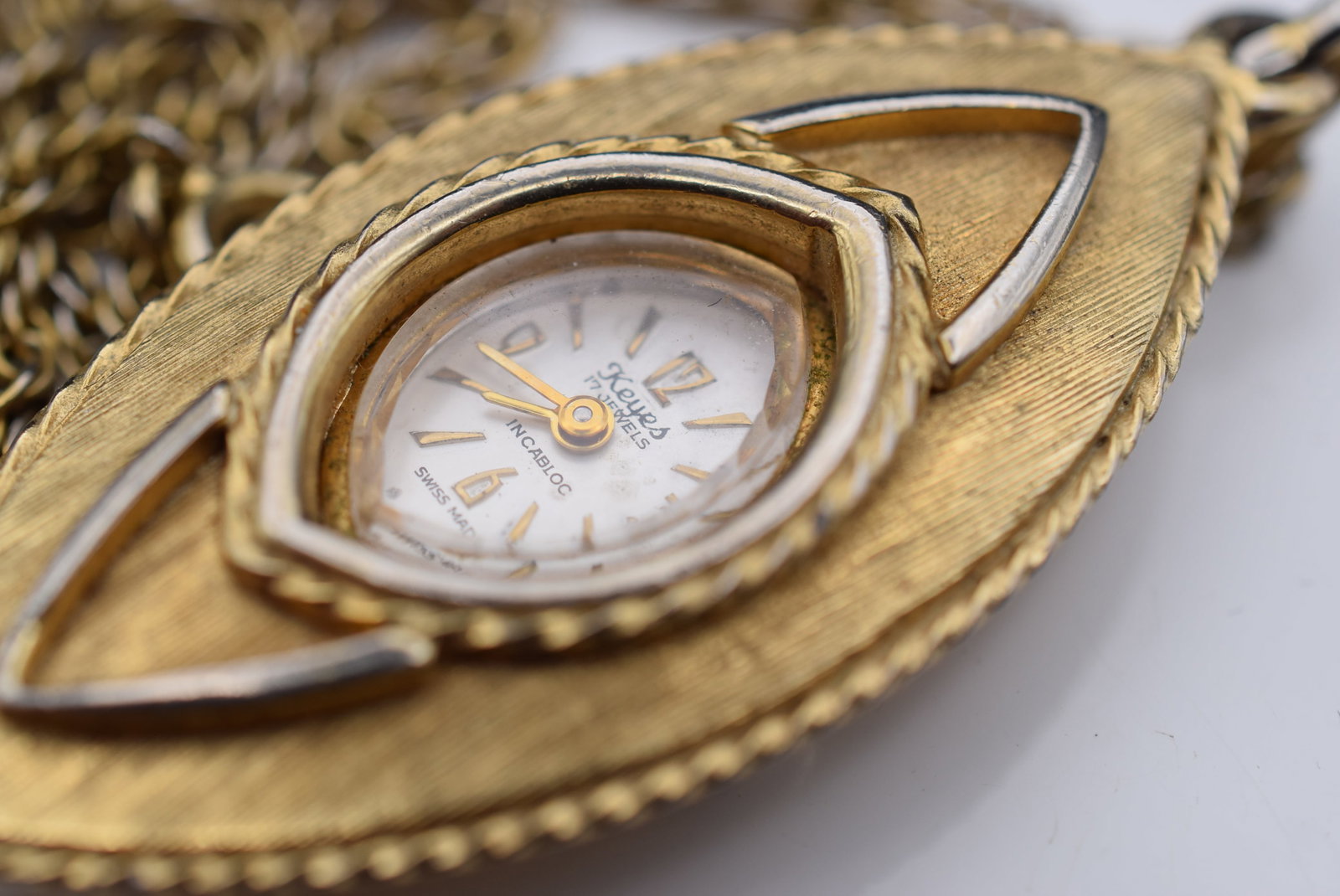 1940's Keyes Signed Working Necklace Hanging Watch Pendant Vintage Lot GJ 15: Keyes Signed Working Watch 1940's Necklace Hanging Watch Pendant Vintage