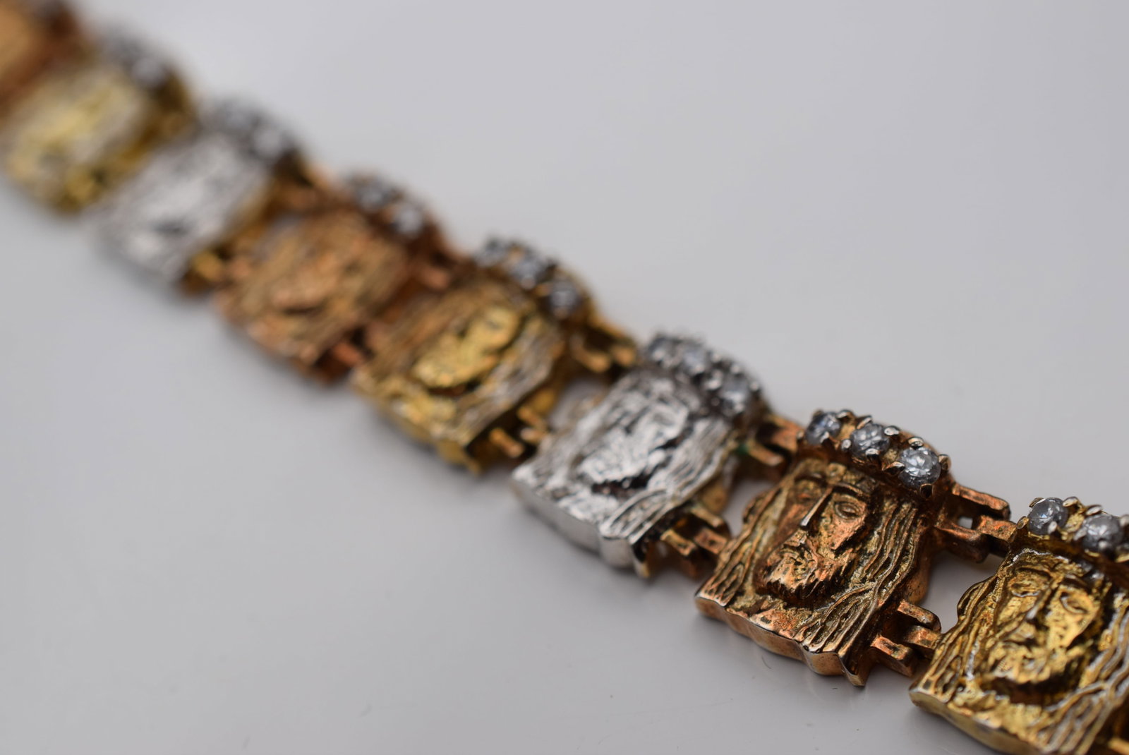 Sterling Silver 925 Three Tone Savior Bracelet 53 grams Vintage Lot GJ 26: Sterling Silver 925 Three Tone Savior Bracelet Vintage measures 8 1/4" long x 5/8" weighs 53.05 grams signed 925