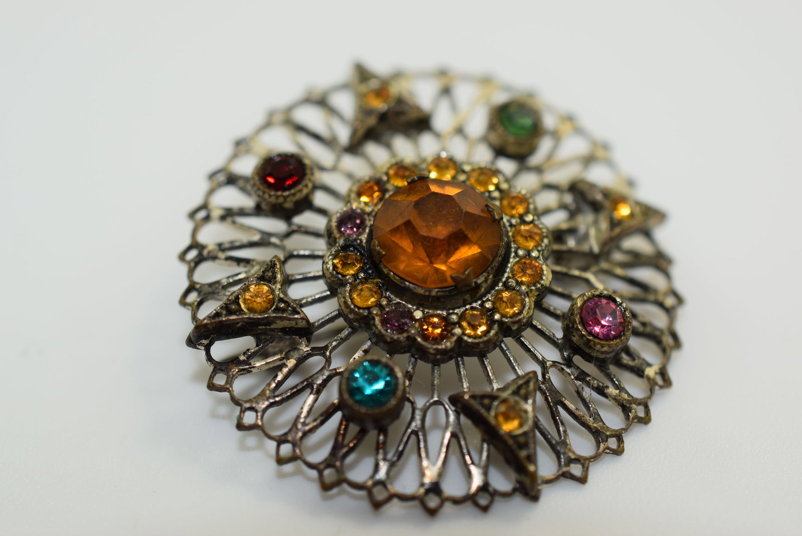Rhinestone Colored Brooch Pin Vintage Lot # JM 56 (1 of 2)
