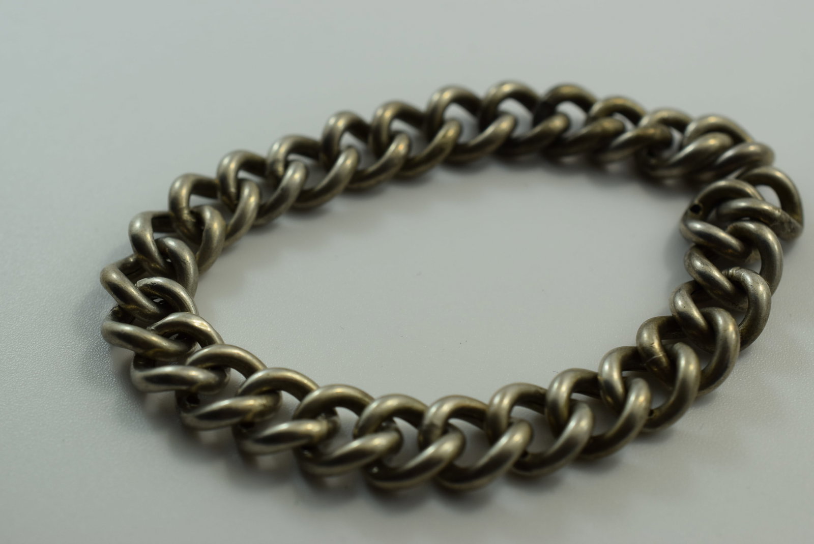 Edwardian Puffy Sterling Silver 925 Link 6 3/4" Bracelet Vintage Lot # JM 59 (1 of 2)