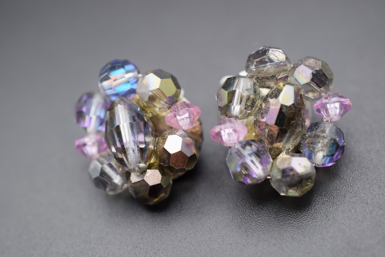 Crystal Clip Earrings Vintage 1940's Lot GJ 98 (1 of 2)