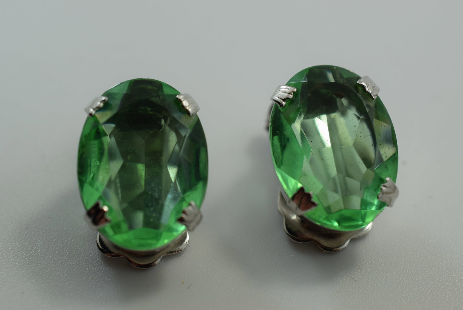 Continental Rhinestone 1940's clip Signed Earrings Vintage Lot # JM 129 (1 of 2)