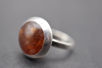 Genuine Amber Danish Sterling Silver 925 Ring Size 5.5 Lot 169 (1 of 3)