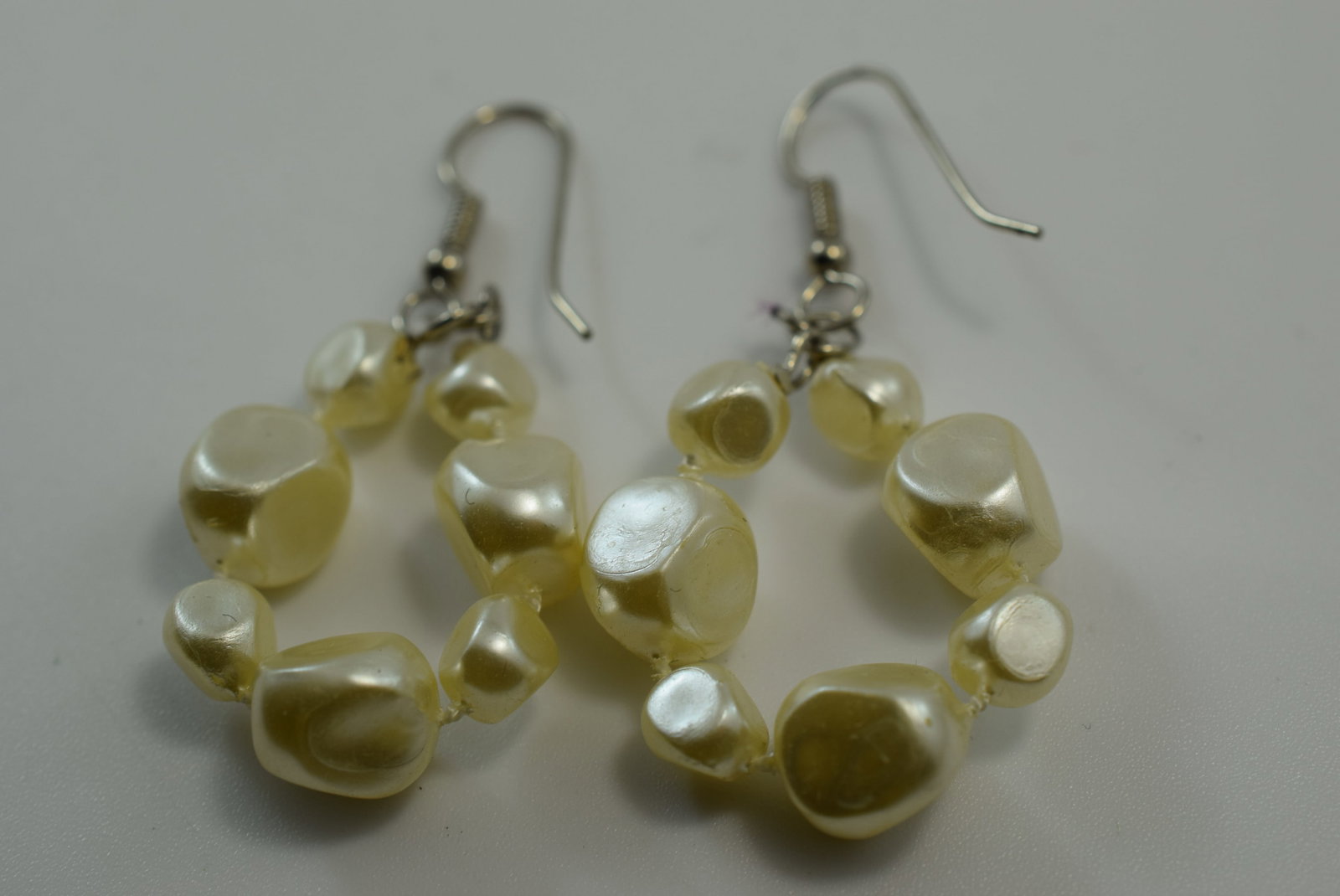 Pearl Faux Pierced Earrings Vintage Lot # JM 173: Pearl Faux Pierced Earrings Vintage 1 3/8" plus the bale