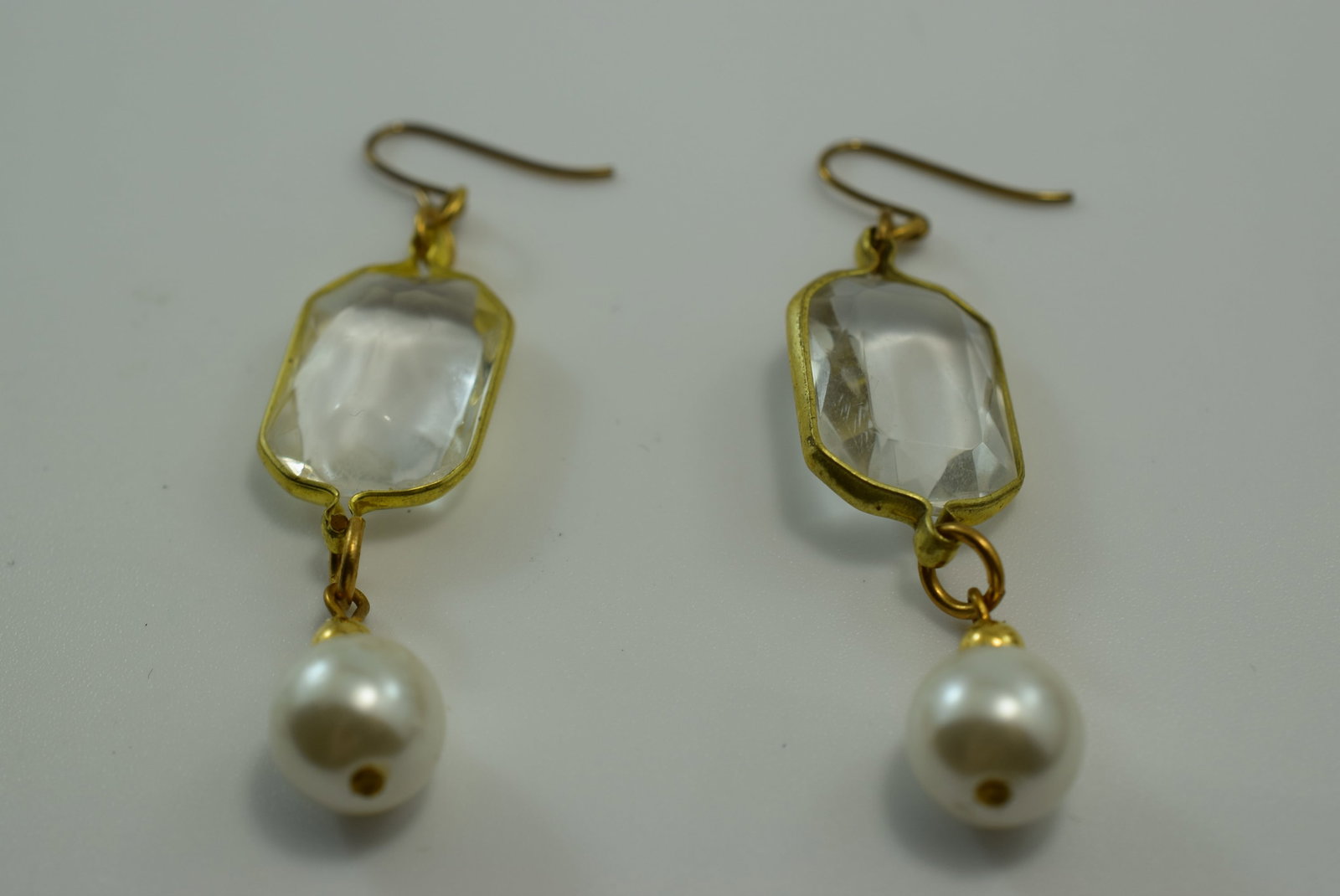 Crystal Drop Pierced Earrings Vintage Lot # JM 183: Crystal Drop Pierced Earrings Vintage measures 2" plus the bale