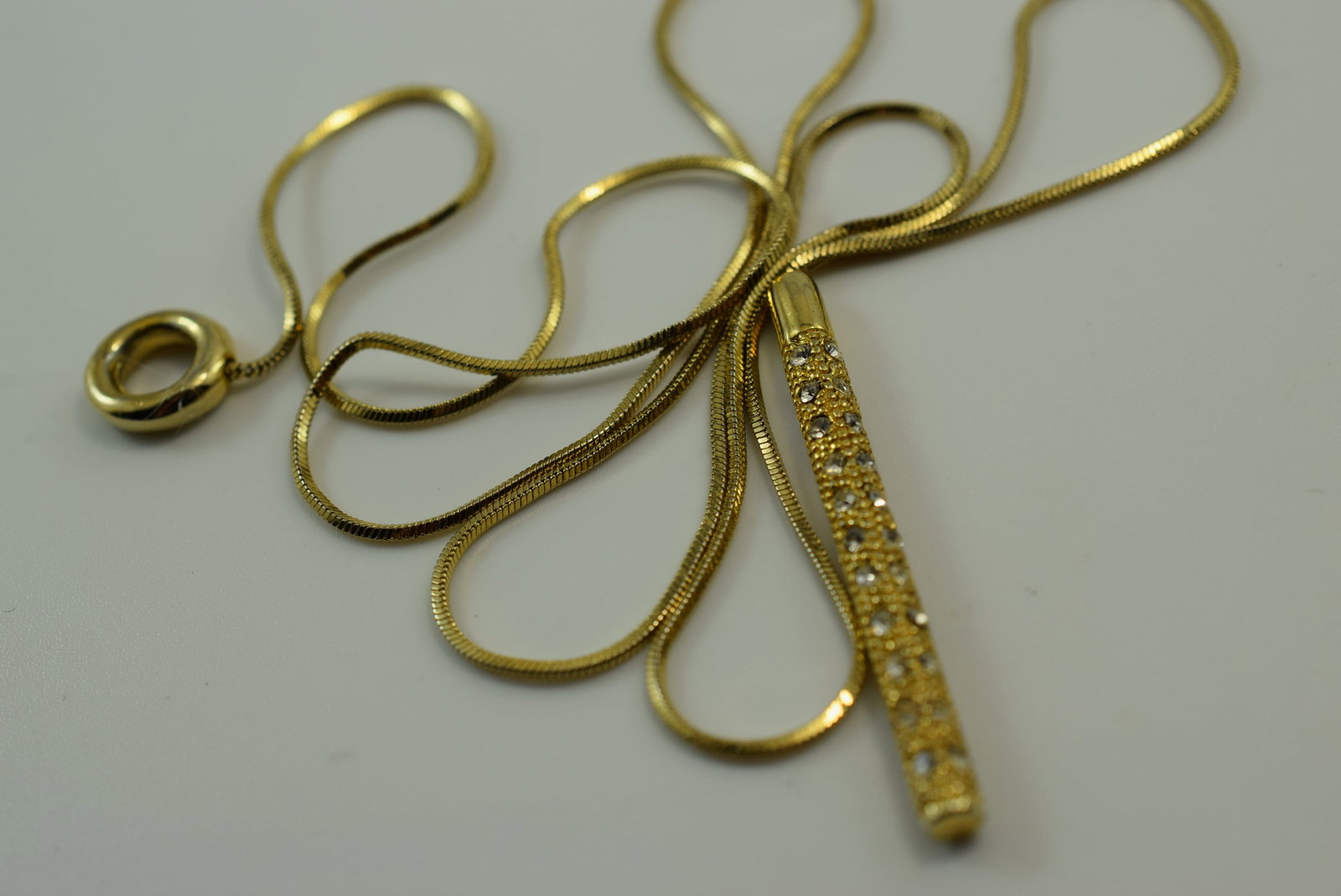 Rhinestone Necklace Lariet Vintage Lot # JM 256 (1 of 2)