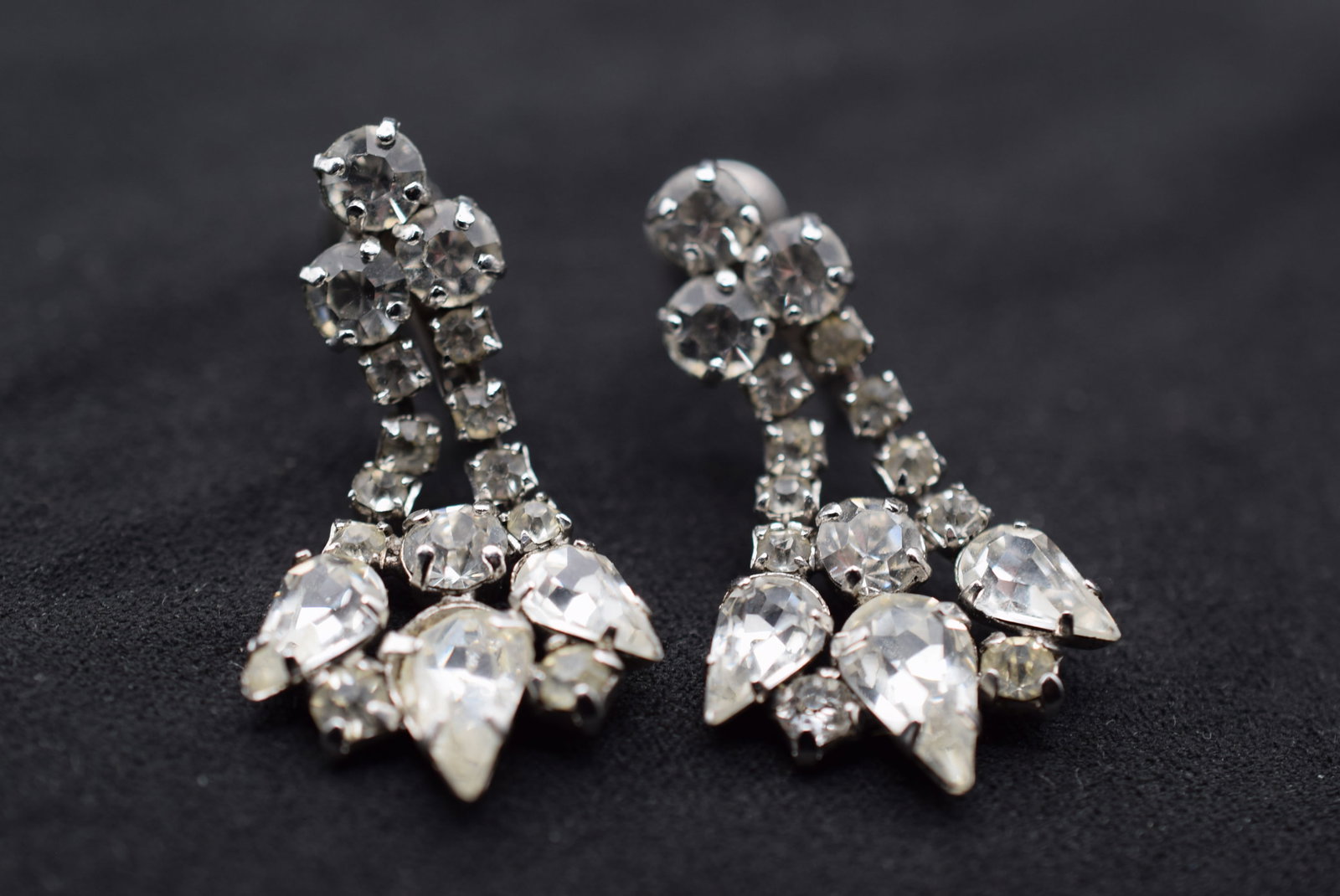 Screwback Rhinestone Vintage Earrings 1940's Lot GJ 267 (1 of 2)