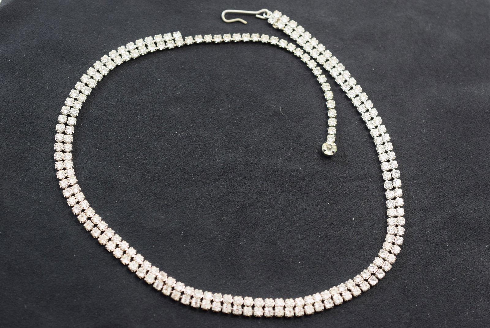 Jay Flex Sterling Silver 925 1940's Rhinestone Necklace Vintage Lot # JM 311: Jay Flex Sterling Silver 925 1940's Rhinestone Necklace Vintage Signed measures 16" long