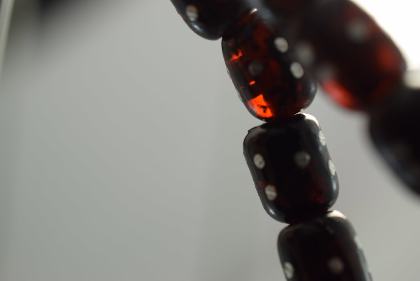 Prayer Beads Black over what Appears Amber 20" long Vintage Lot # JM 334: Prayer Beads Black over what Appears Amber 20" long Vintage