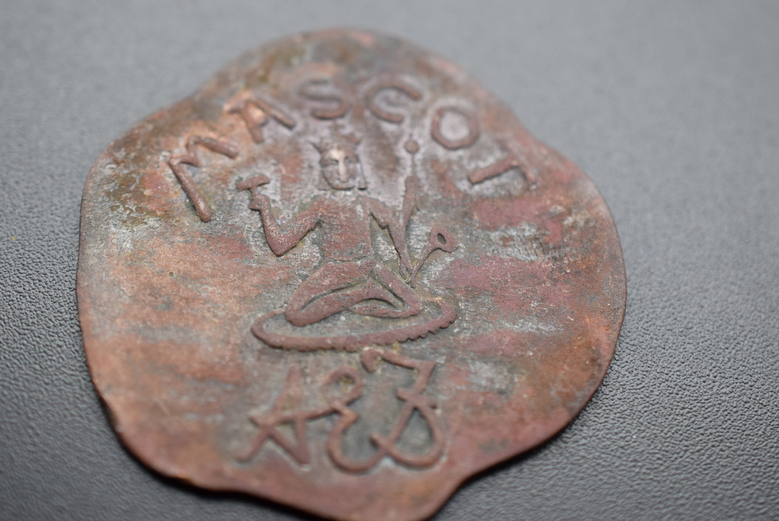 OLD Coin stamping Mascot and other Lettering Vintage Lot# DG 337: OLD Coin stamping Mascot and other Lettering Vintage measures 1 1/2" in diameter