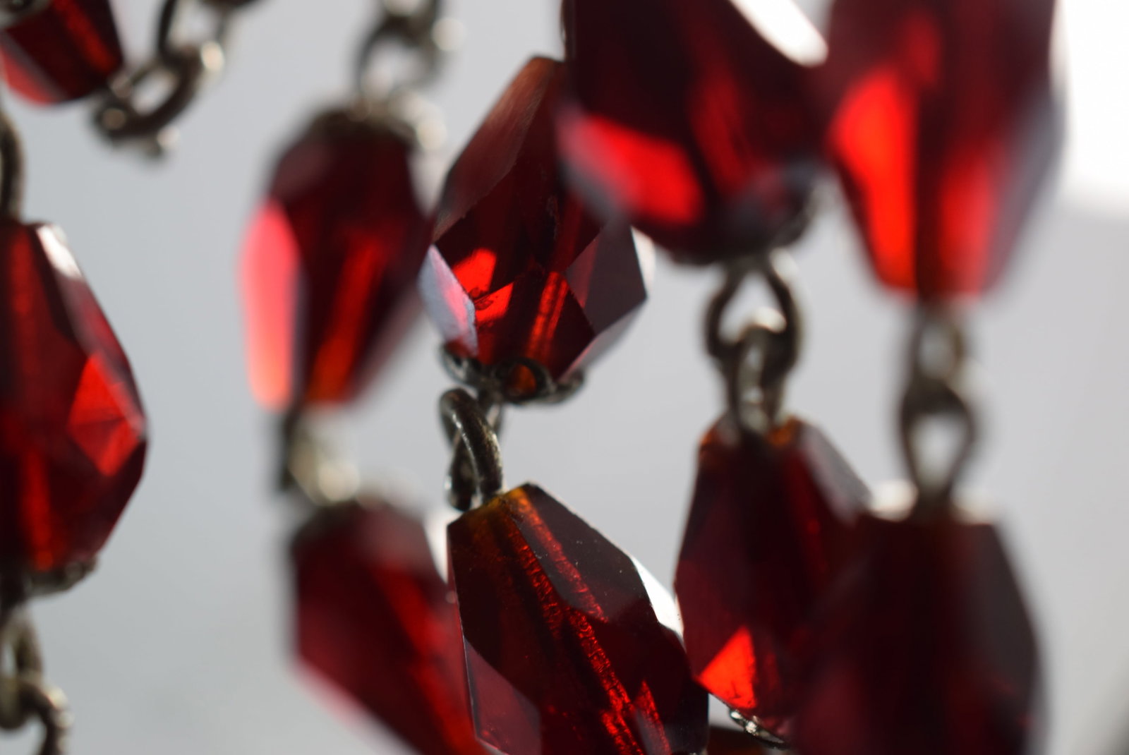 Red Crystal Magnificent Rosary Extra Medal Pope 22 1/2" Hanging Length Vintage Lot # JM 338 (1 of 4)