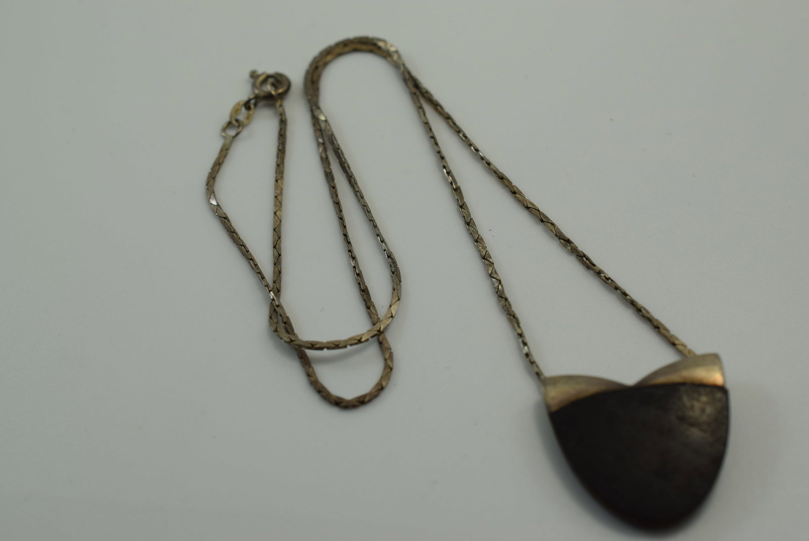 Sterling Silver Onyx Pendant Necklace Vintage Lot # JM 355 (1 of 2)