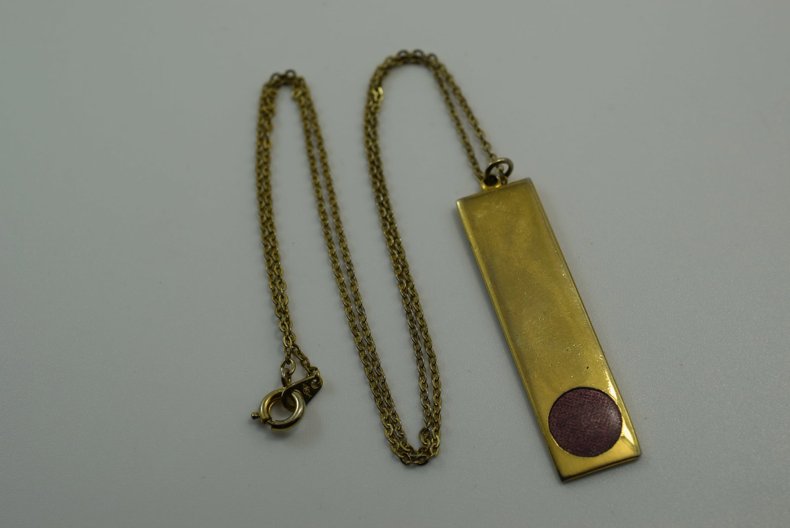 Modernist Signed Enamel De Passille Sylvestre Necklace Pendant Vintage Lot # JM 369: Modernist Signed Enamel De Passille Sylvestre Necklace Pendant Vintage chain measures 18" pendant measures 1 7/8" x 1/2"