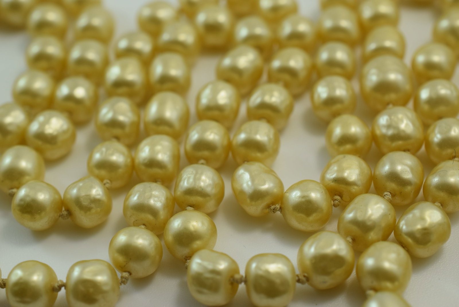 Baroque Knotted Glass Pearl 1940's Sterling Clasp 37" Vintage Lot # JM 373: Baroque Knotted Glass Pearl 1940's Sterling Clasp 37" Vintage