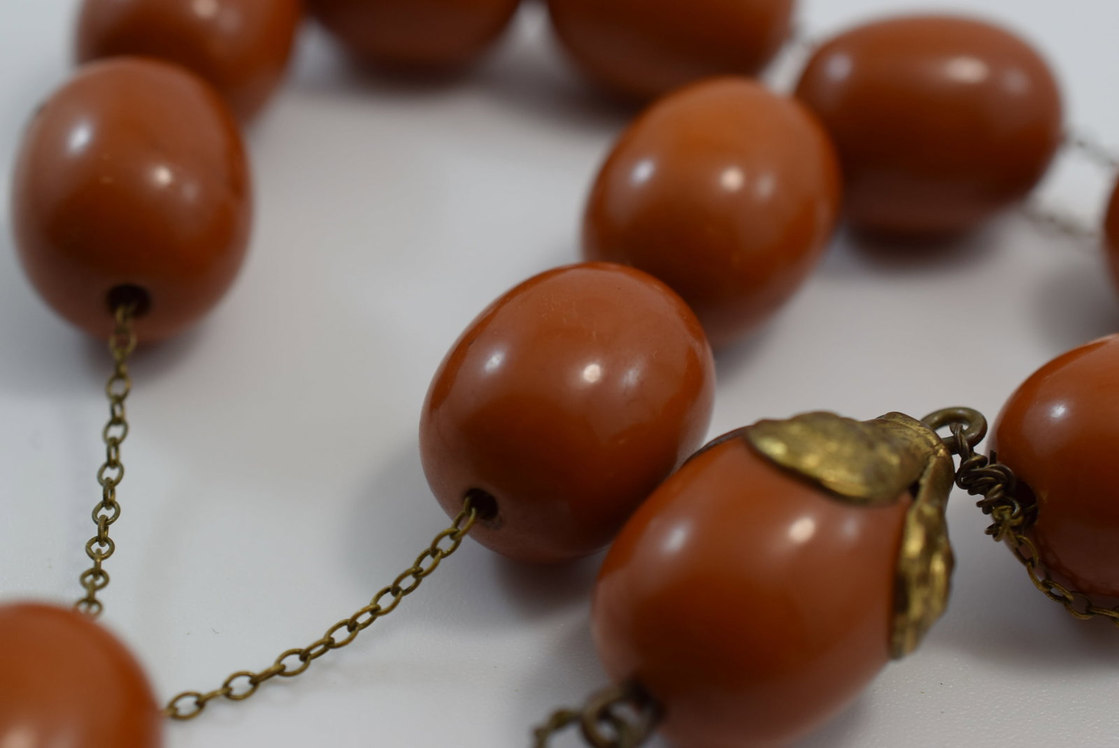 Old Amber bakelite Faturan Beads on Chain 17" plus tassle Vintage Lot # JM 391: Old Amber bakelite Faturan Beads on Chain 17" plus tassle Vintage beads measure 16.75mm