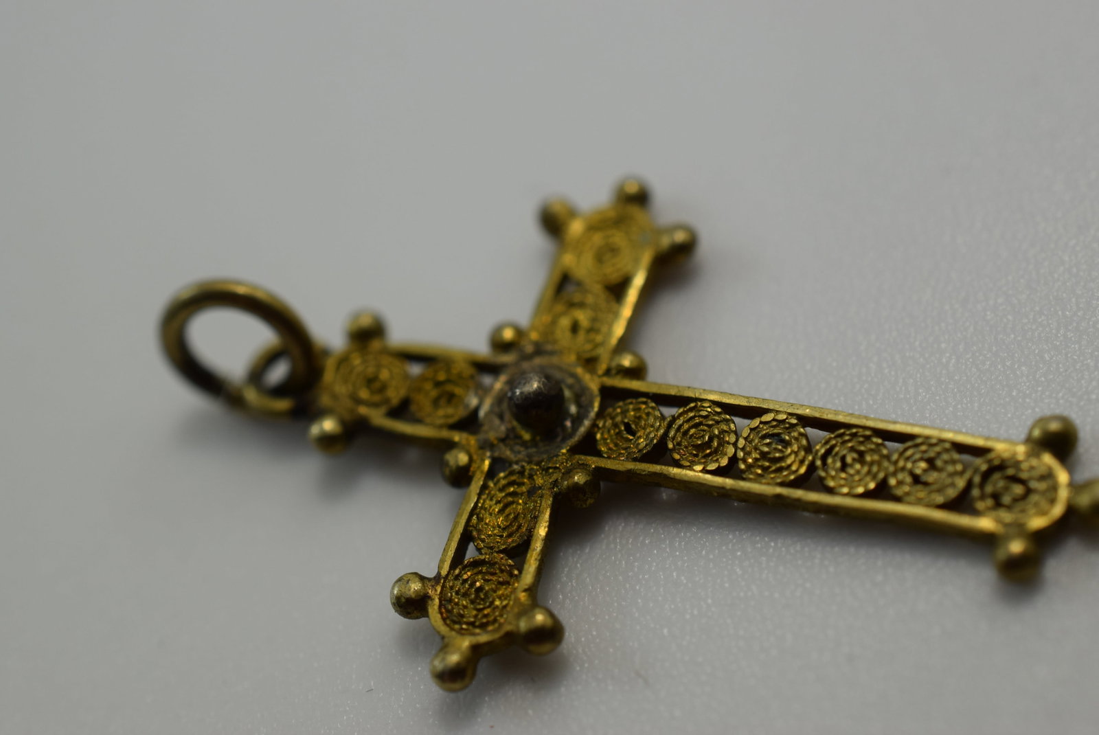 Edwardian Cross 800 Gilt Silver 1 1/8" Vintage Lot # JM 393 (1 of 3)