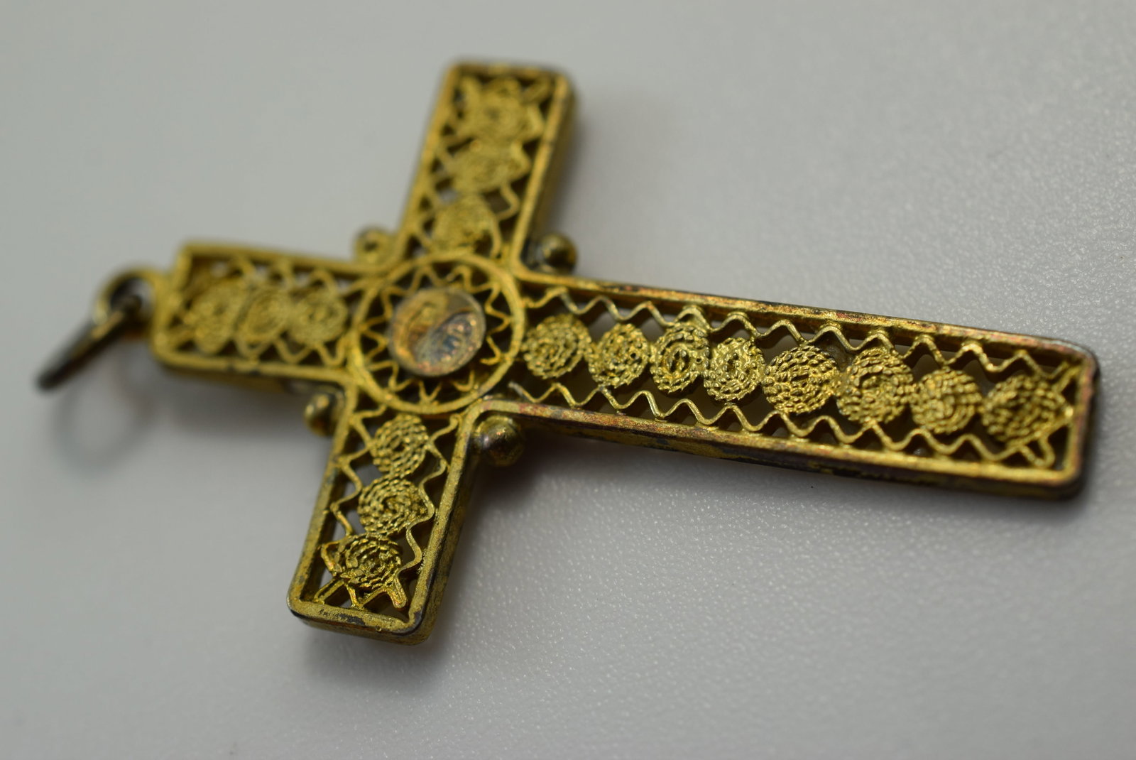 Edwardian Cross 800 Gilt Silver 1 1/2" Vintage Lot # JM 394 (1 of 3)