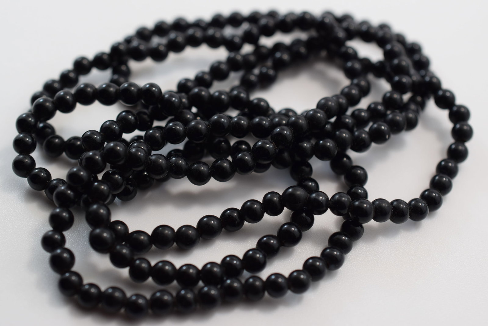 36" Black Glass Necklace Vintage Lot # JM 424: 36" Black Glass Necklace Vintage