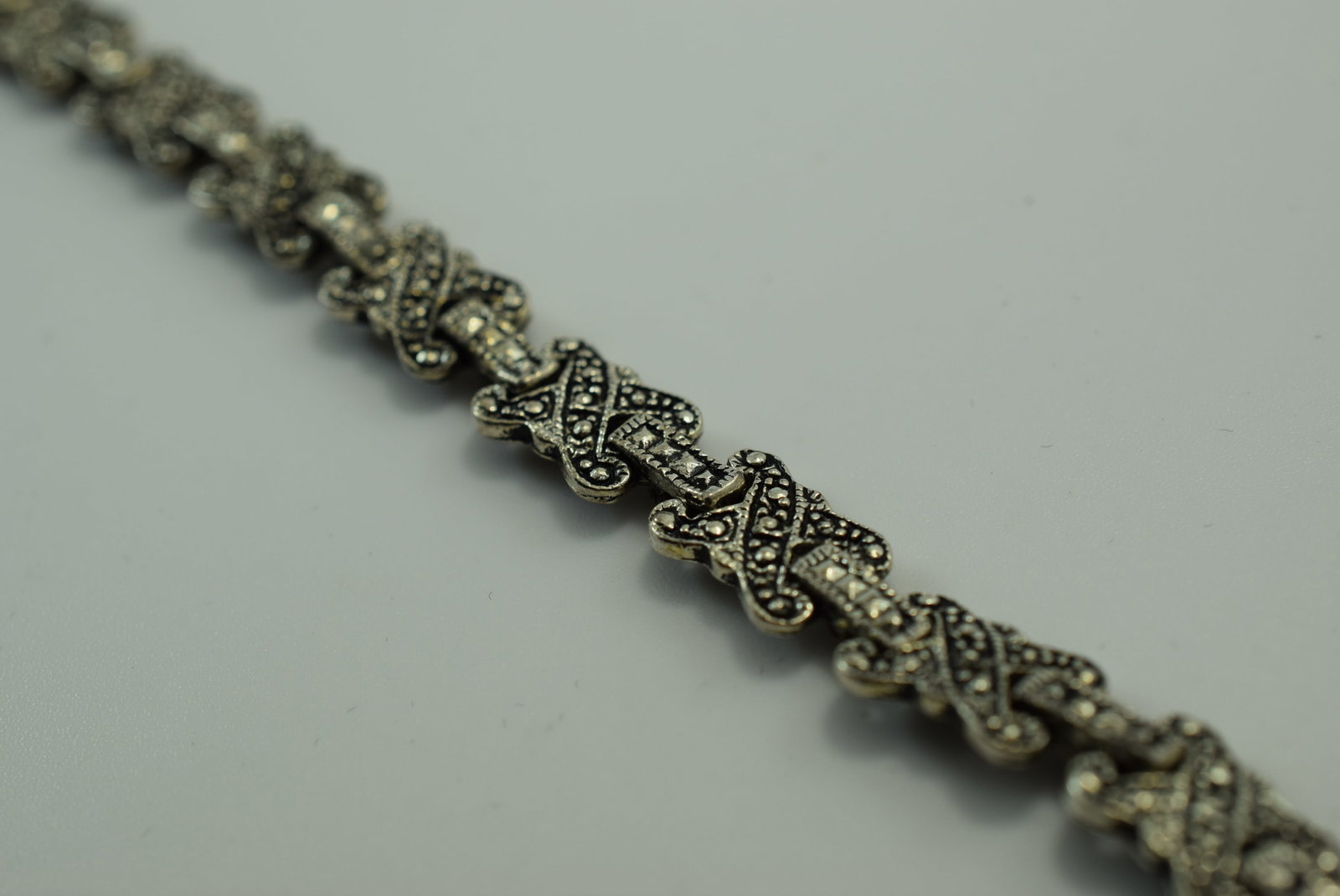 Faux Marcasite Bracelet Vintage Lot # JM 485: Faux Marcasite Bracelet Vintage measures 7 1/4" x 3/8"