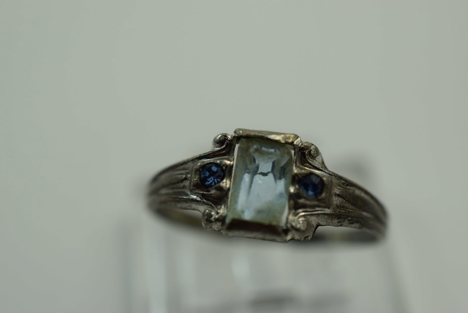 Sterling OLD Rhinestone Ring Size 5.5 Vintage Lot # JM 525: Sterling OLD Rhinestone Ring Size 5.5 Vintage