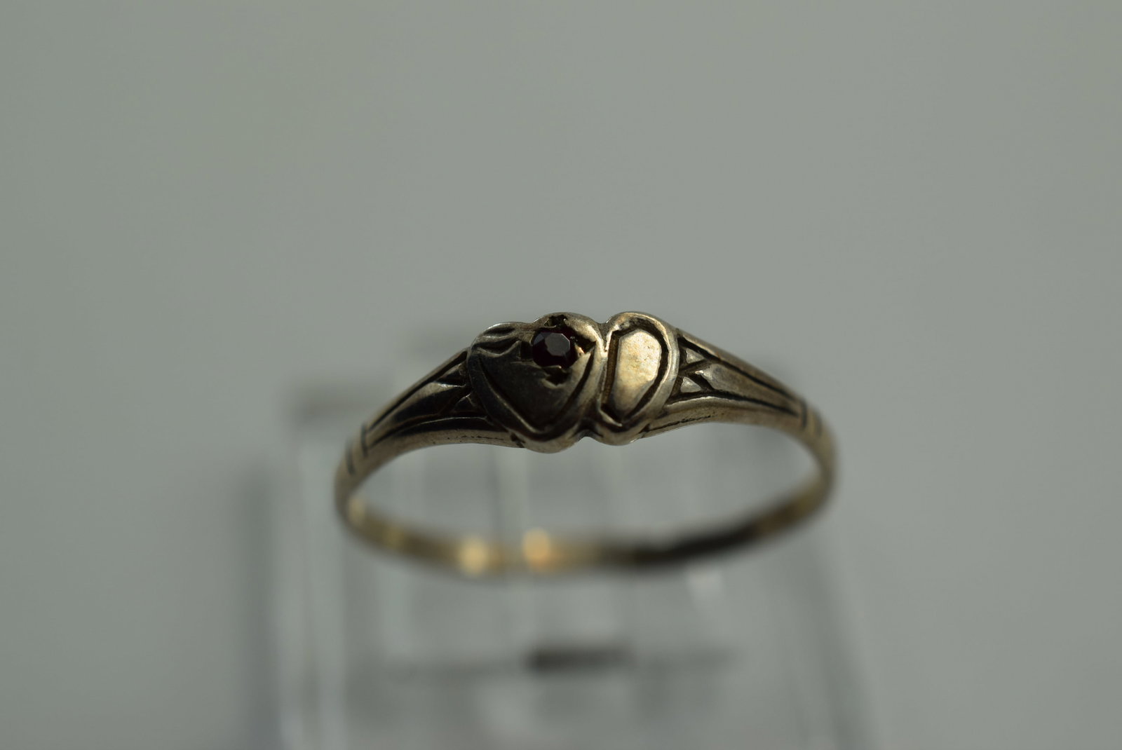 Sterling Silver 925 Double Heart Ring Size 5.75 Vintage Lot # JM 544 (1 of 2)