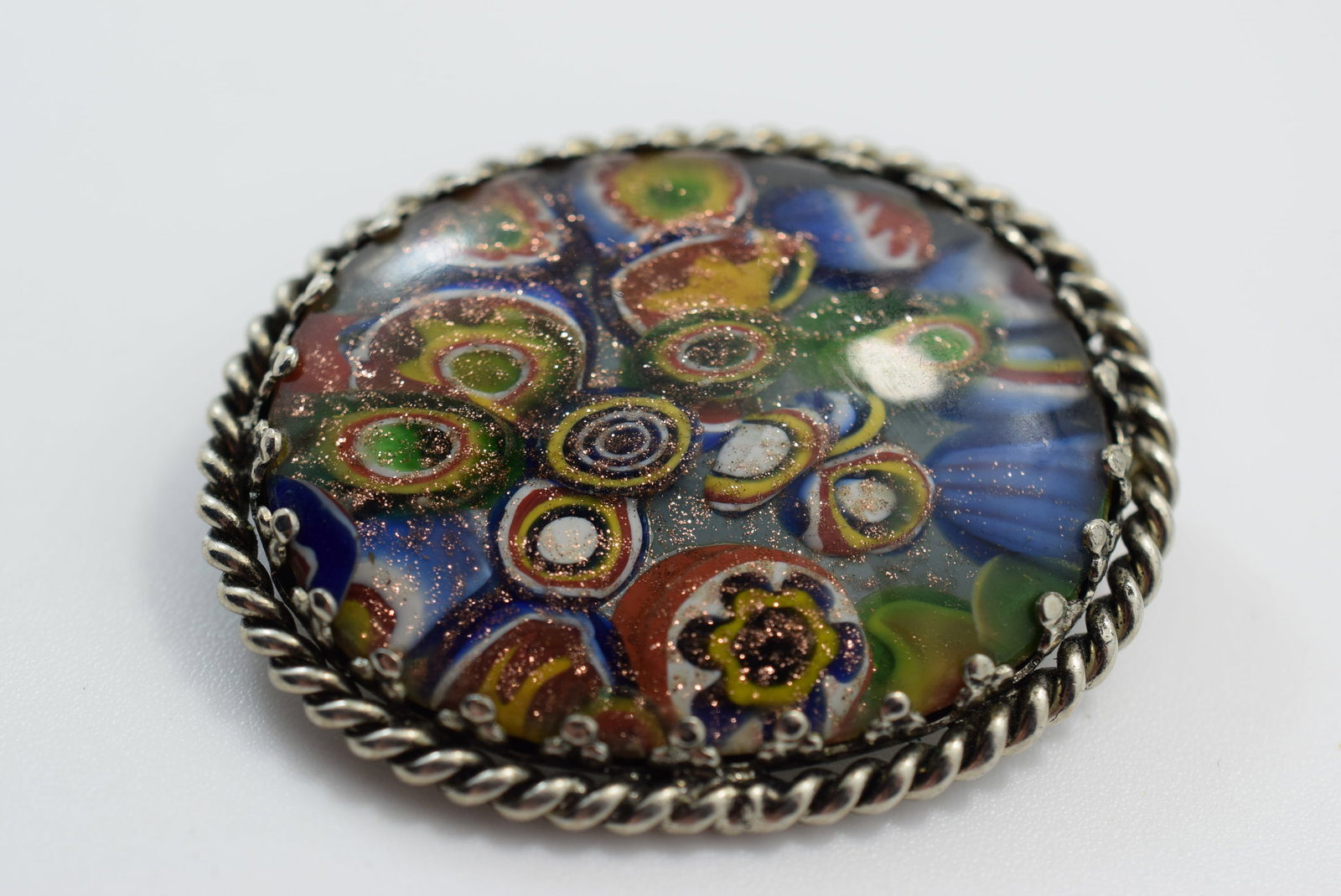 Millefiore Glass Brooch Pin 1940's Vintage Lot # JM 608 (1 of 2)