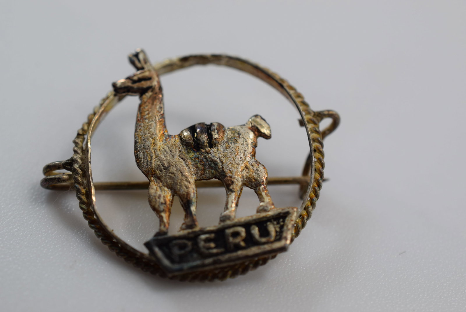 Peru Lama Brooch Pin Vintage Lot # JM 648: Peru Lama Brooch Pin Vintage