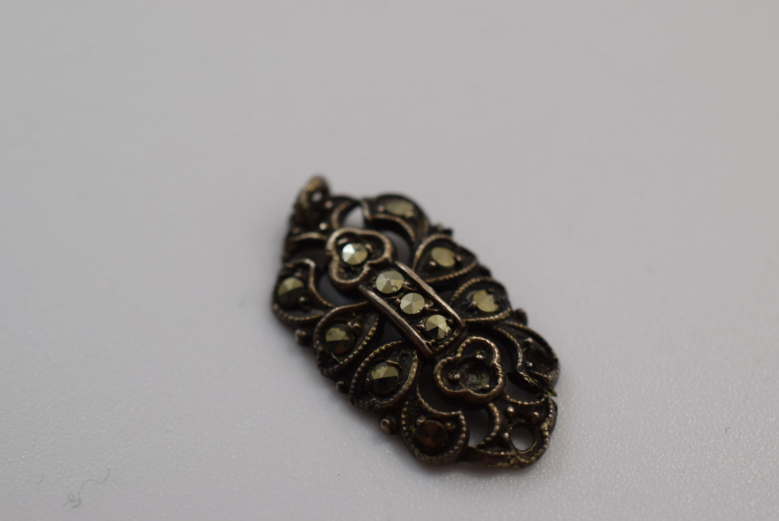 Edwardian Old Marcasite Pendant Sterling Silver 925 Vintage Lot # JM 696 (1 of 2)