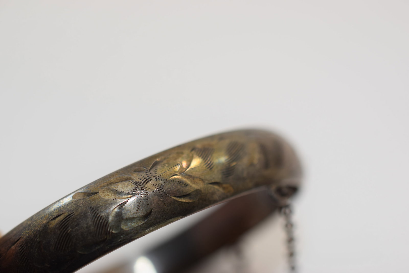 1930's Sterling Silver 925 Rigid Hinged Bracelet Vintage Lot # JM 704 (1 of 3)