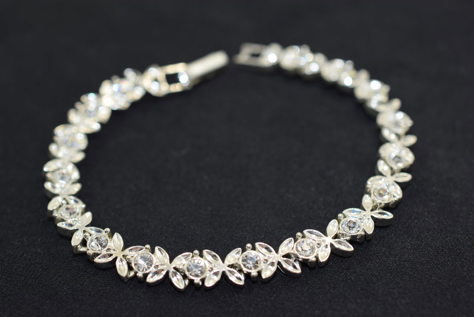Rhinestone Bracelet 7 1/4" Vintage Lot # JM 714 (1 of 2)