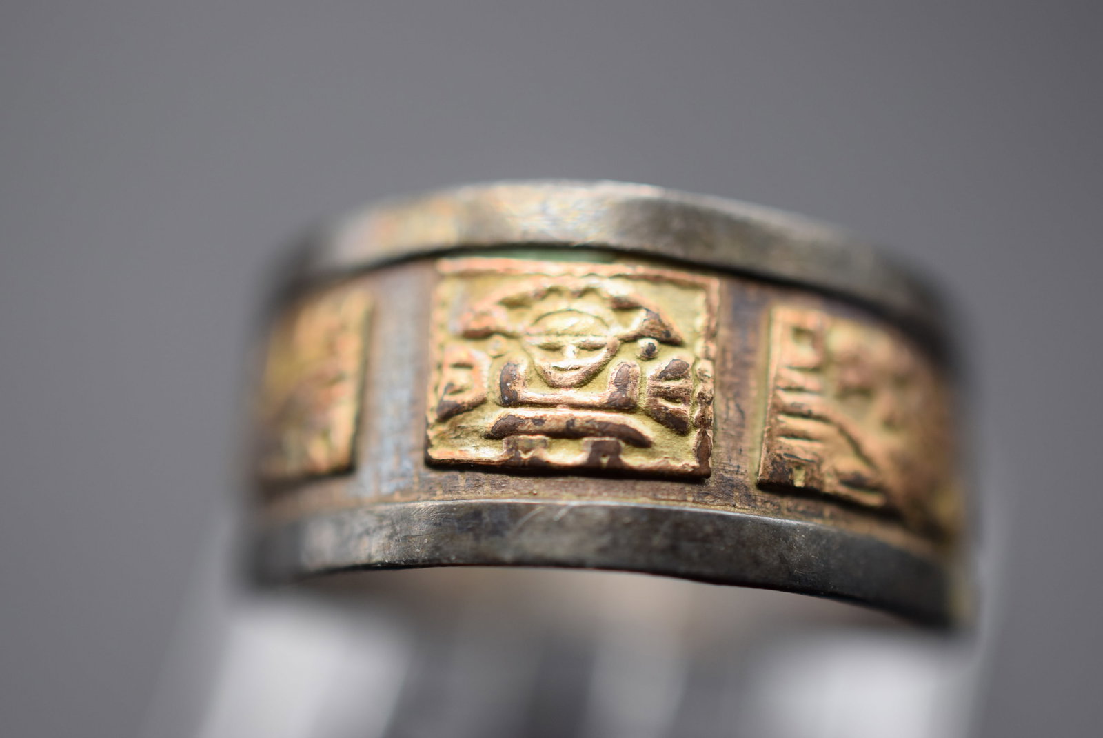 12K Gold and Sterling Silver 925 Ring Size Adjustable Lot GJ 751: 12K Gold and Sterling Silver 925 Ring Size Adjustable