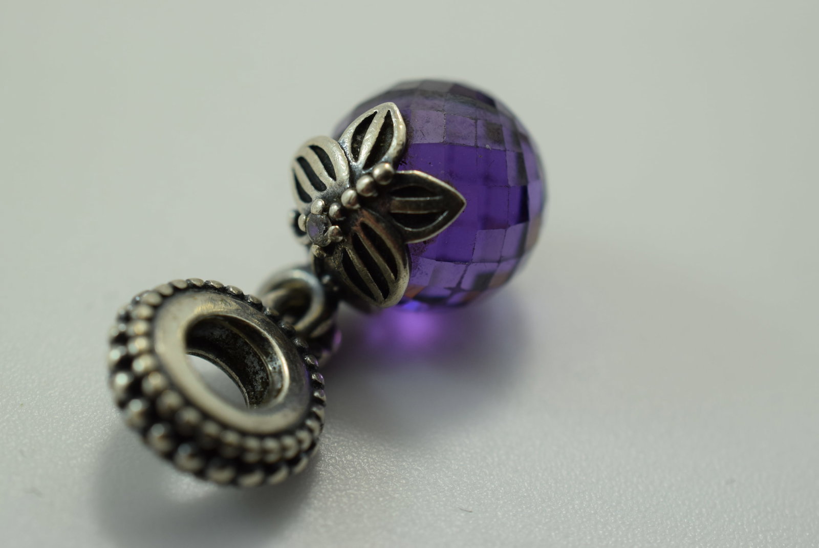 Pandora Ale Butterfly Purple Crystal Sterling Charm Pendant 925 Vintage Lot # JM 796: Pandora Ale Butterfly Purple Crystal Sterling Charm Pendant 925 Vintage Retired
