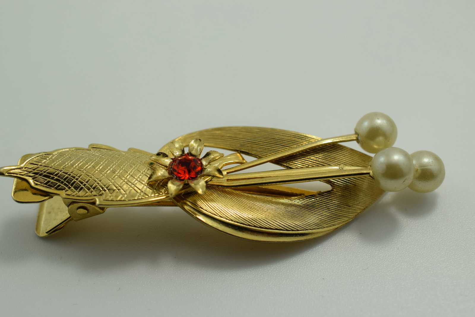 1940's Rhinestone Barrette Hair Clip 2 3/8" Vintage Lot # JM 810: 1940's Rhinestone Barrette Hair Clip 2 3/8" Vintage