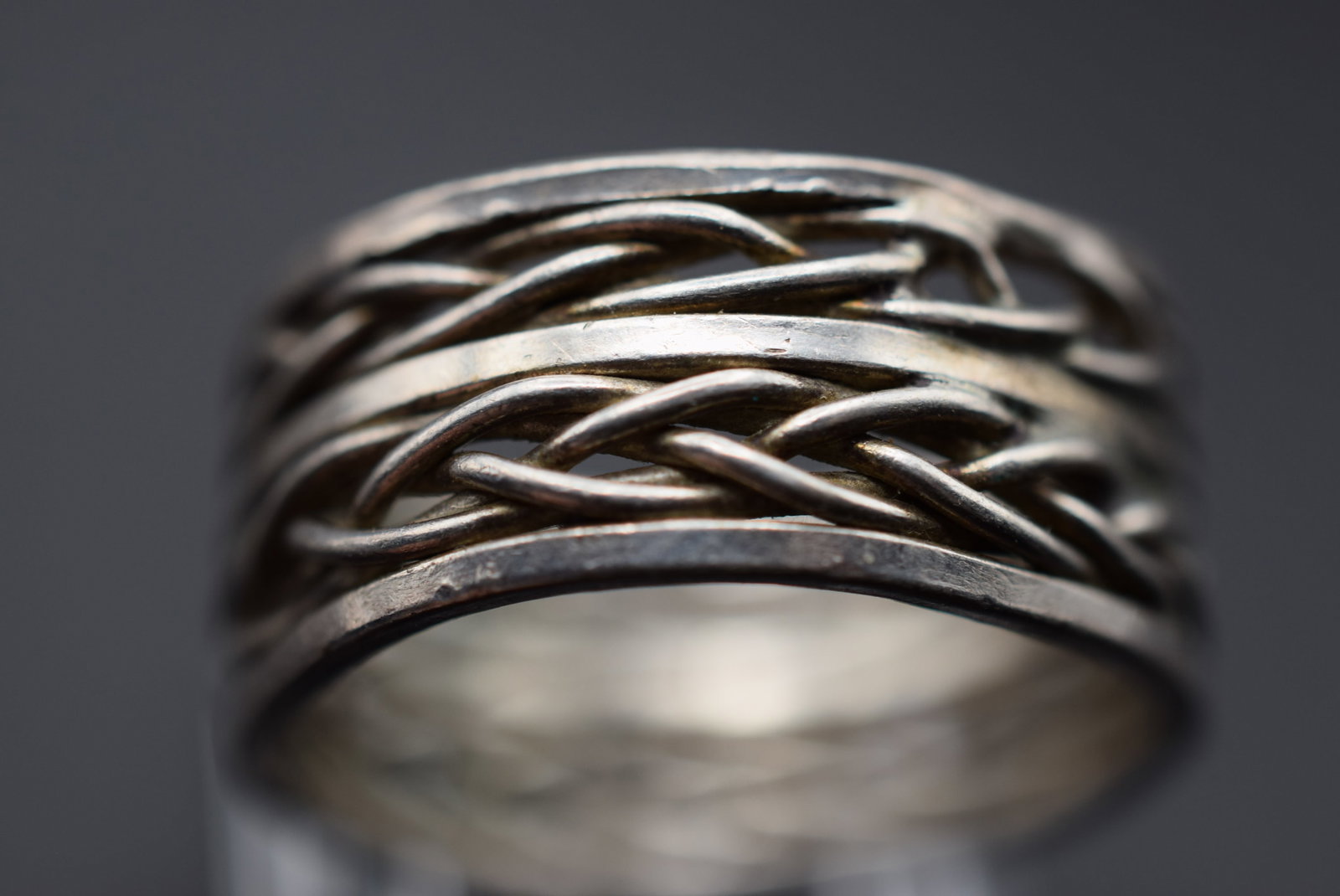 Sterling Silver Braided 925 Ring Size 12 1/2" wide Lot GJ 822 (1 of 2)