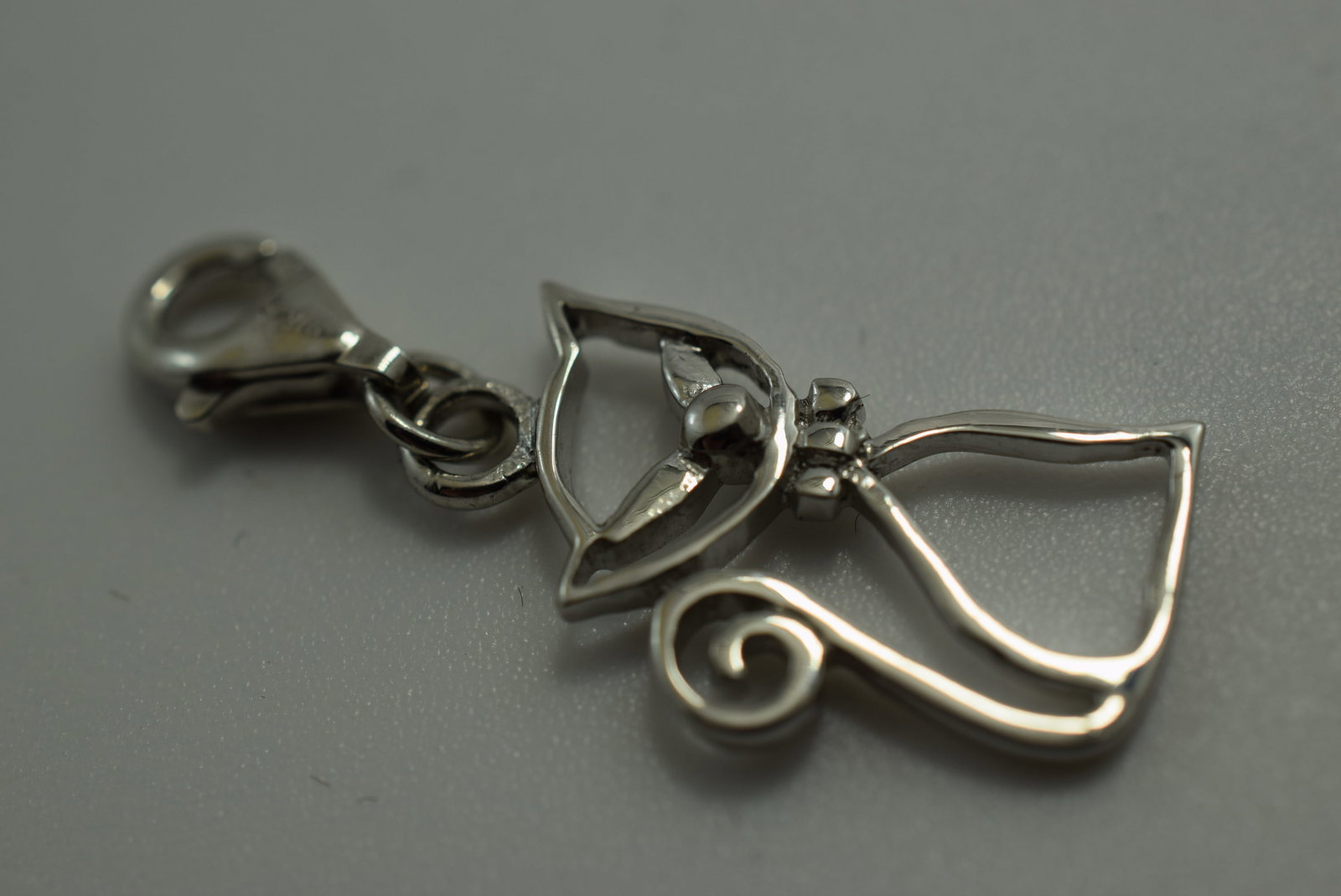 Cat Sterling Silver 925 Charm Pendant Vintage Lot # JM 835: Cat Sterling Silver 925 Charm Pendant Vintage