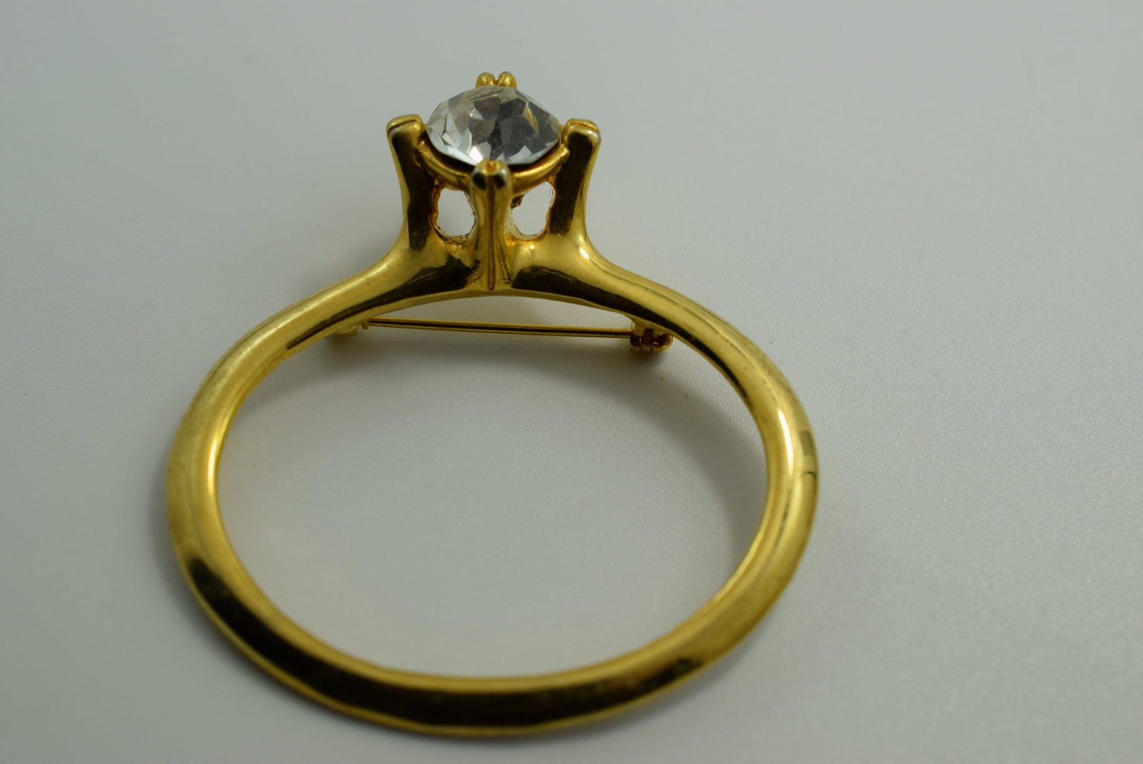 Huge Solitaire Brooch Pin 2 1/4" Vintage Lot # JM 872 (1 of 2)