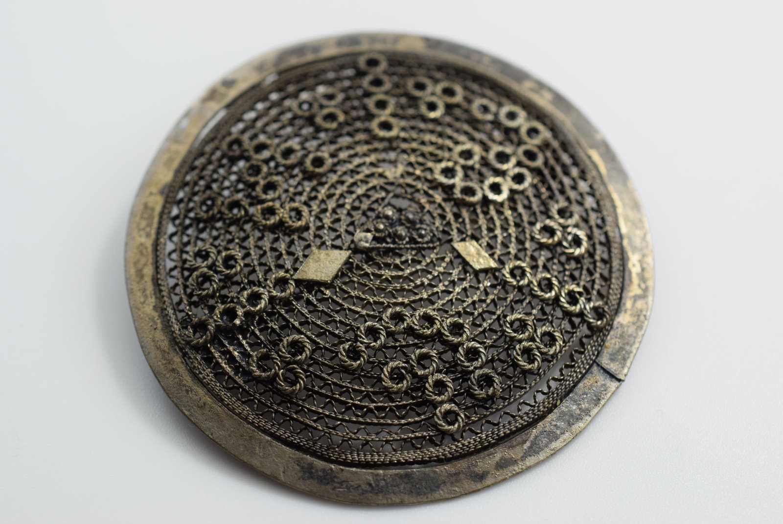 Filigree Old 2 1/4" Brooch Pin Vintage Lot # JM 883 (1 of 2)