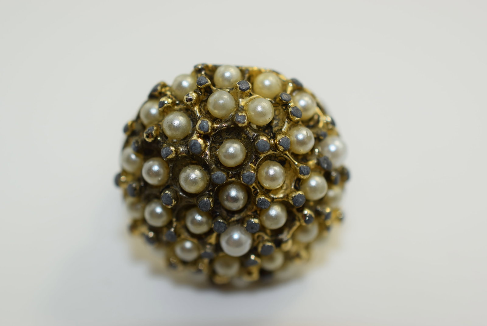 Old Pearl Ring Adjustable one size 1940's Vintage Lot # JM 901: Old Pearl Ring Adjustable one size 1940's Vintage