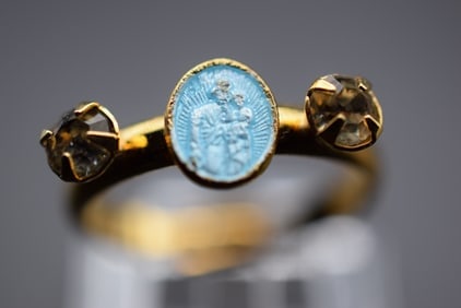 Enamel Religious Christian Ring 1970's vintage one size Lot# DG 946 (1 of 3)