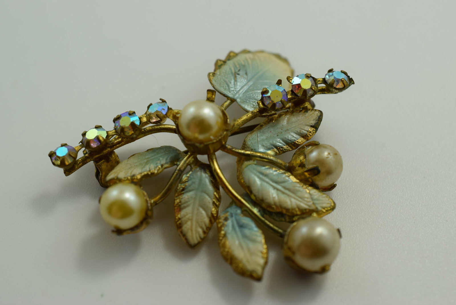 Rhinestone 1940's Brooch Pin 1 3/4" Vintage Lot # JM 980: Rhinestone 1940's Brooch Pin 1 3/4" Vintage